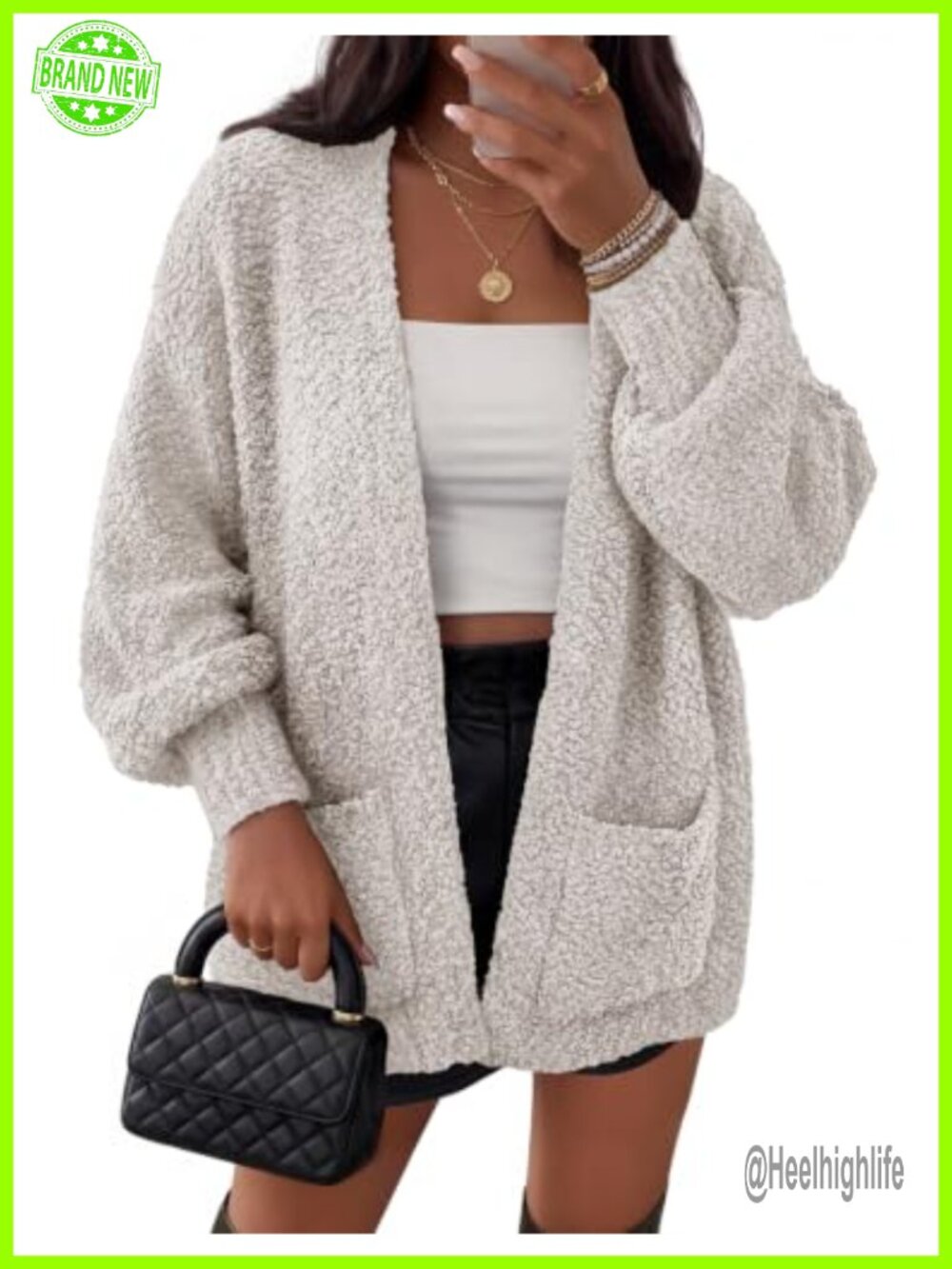 Fuzzy Popcorn Oversized Sherpa Chenille Cardigan Sweater